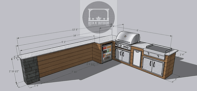 14'x8' L-Shape Grill Station & Bar + BLAZE Equipment