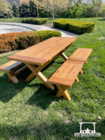 Cypress Farmhouse Patio Table and Benches (4 piece collection)