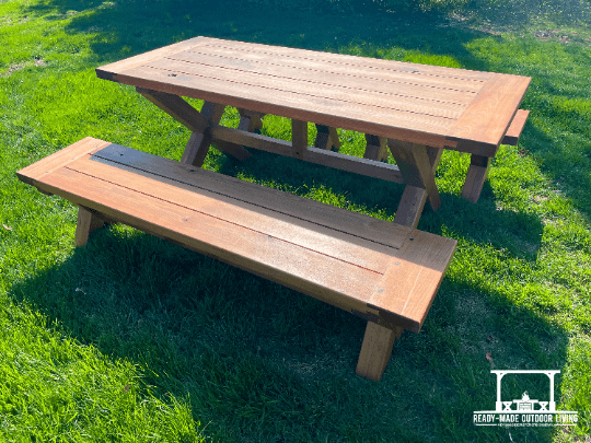 Cypress Farmhouse Patio Table and Benches (4 piece collection)