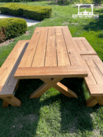Cypress Farmhouse Patio Table and Benches (4 piece collection)